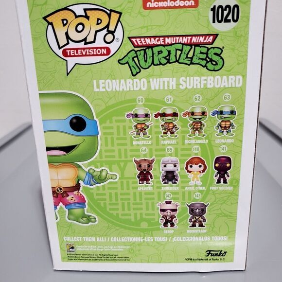 Funko Pop Television TMNT 1020 Leonardo With Surfboard New In Box - Picture 4 of 5